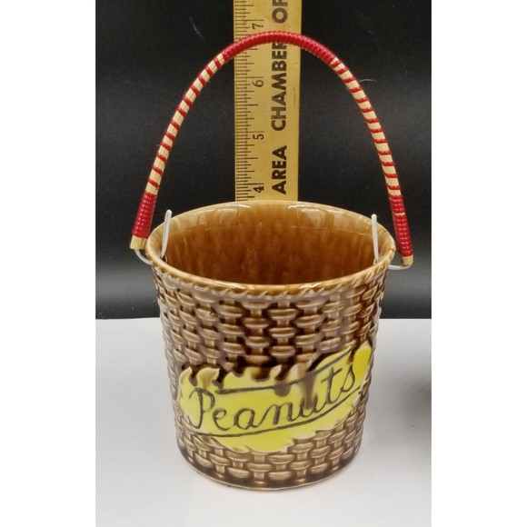Vintage Lipper & Mann Peanuts MCM Handled Ceramic Basket Bucket NOS - Picture 7 of 9